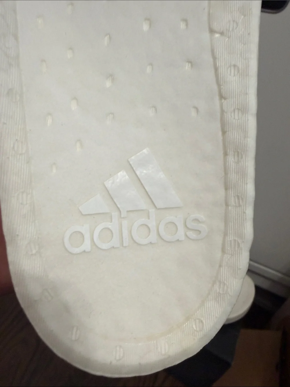 adidas White Slide Sandals with Black Stripes